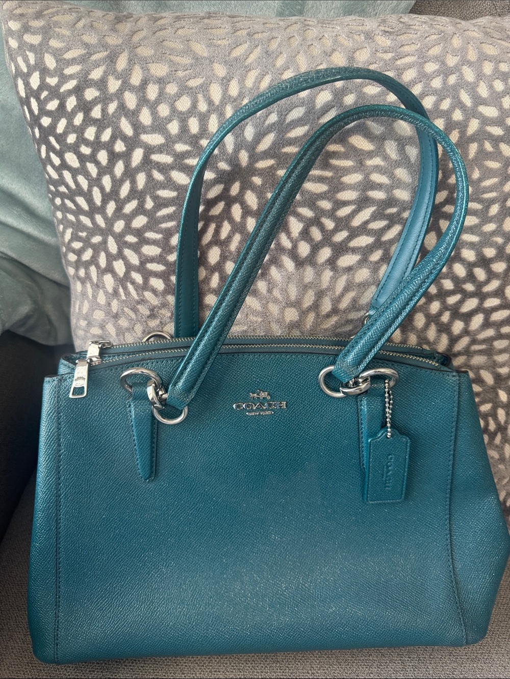 Coach Teal Blue Leather Shoulder Satchel